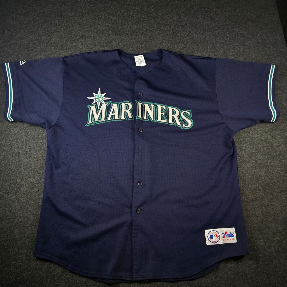 Vtg Majestic Seattle Mariners Navy Blue Baseball Jersey Alex Rodriguez Men's XXL